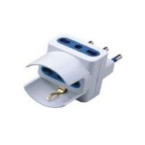 ADATTATORE TRIPLO SPINA 16A - 2 PRESE 10/16A E 1 PRESA SCHUKO BIANCA